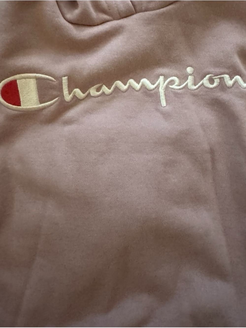 Champion Crewneck Hoodie in Mauve with Checker Sleeve Panels - Picture 4 of 6